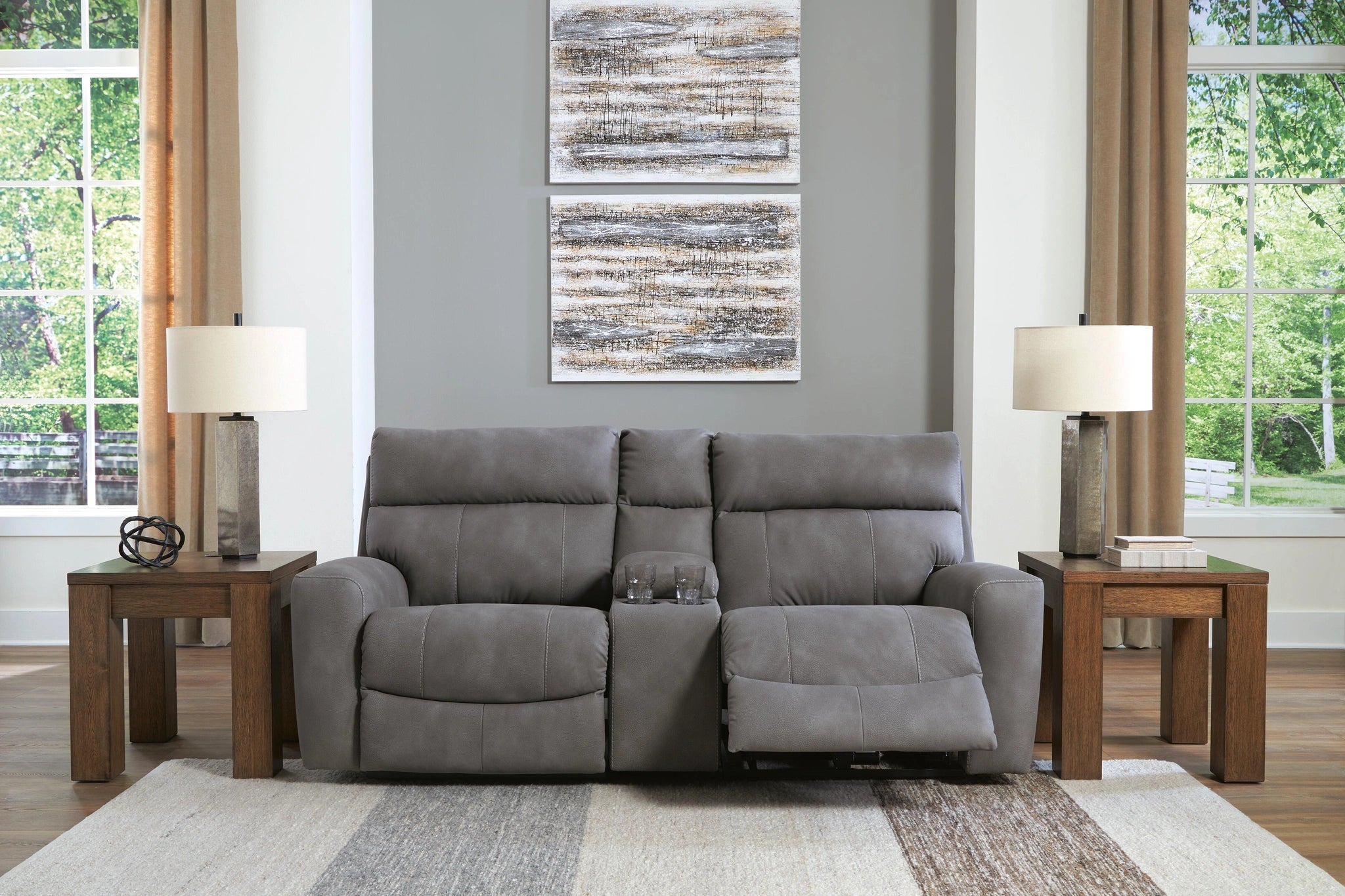 Next-Gen DuraPella Power Reclining Sectional Loveseat with Console