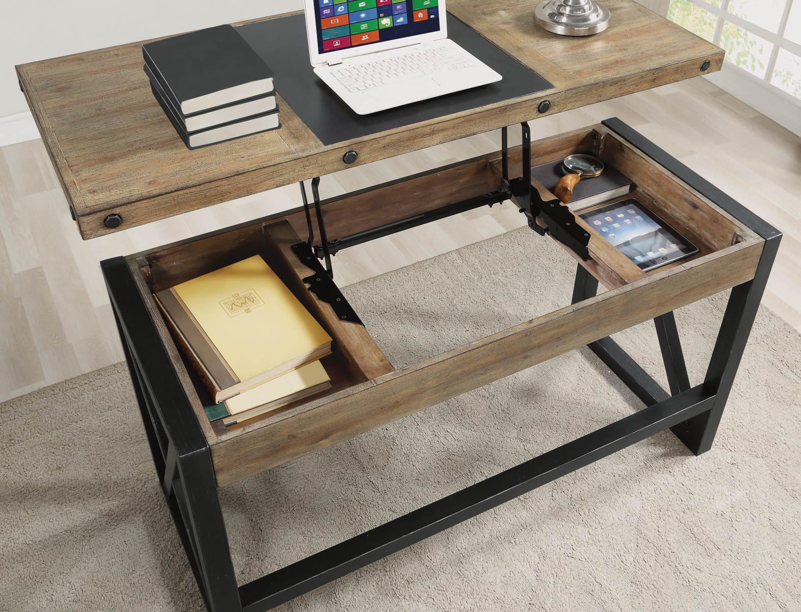 Flexsteel Carpenter Lift-Top Writing Desk in Rustic Gray