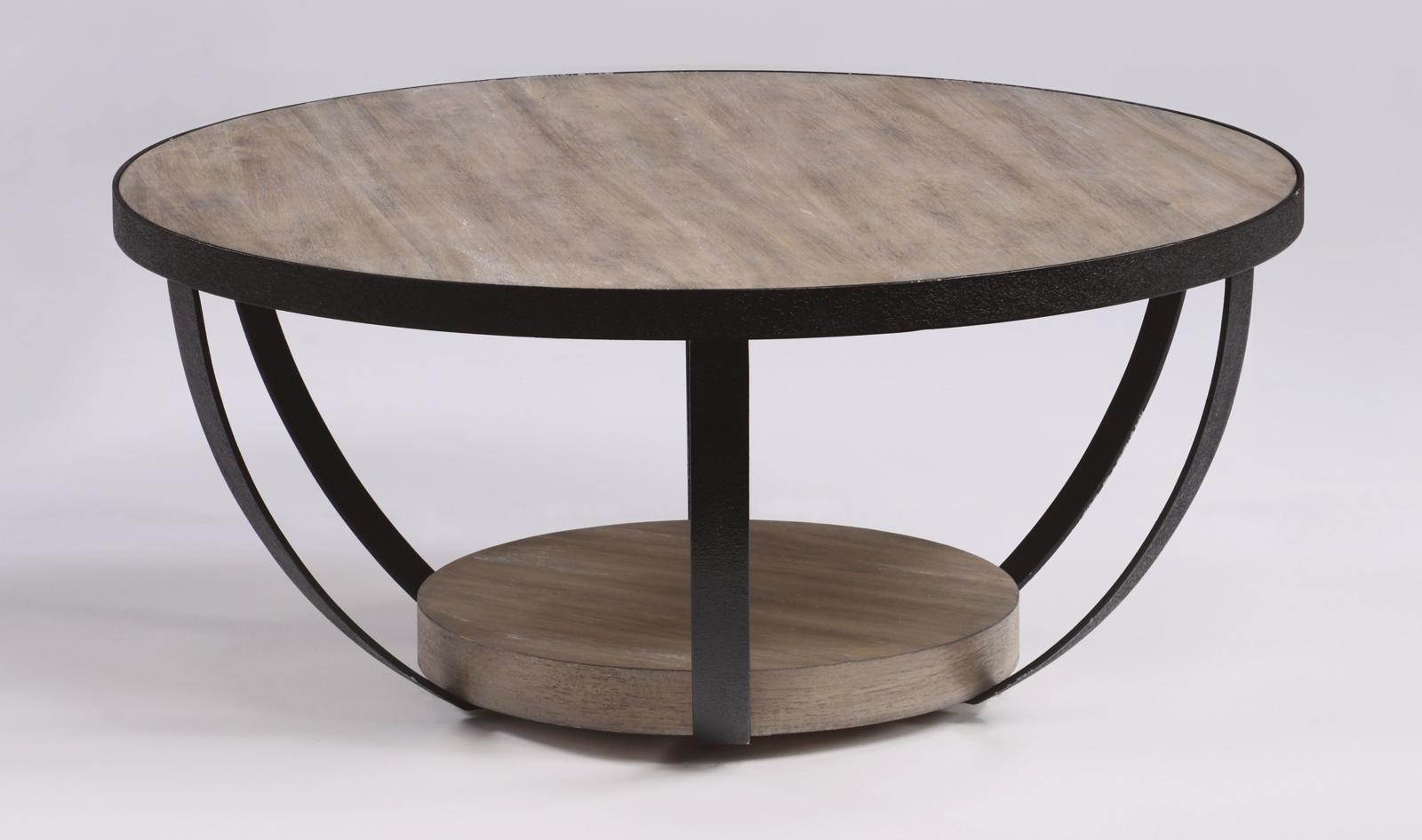 Flexsteel Compass Round Cocktail Table in Gray/Black