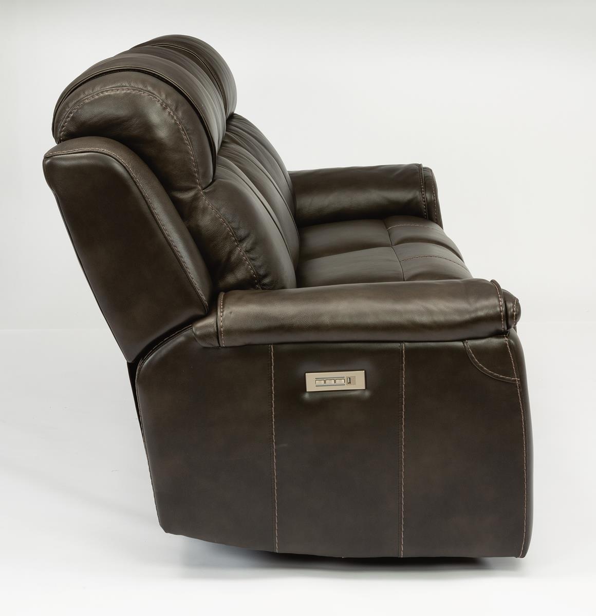 Flexsteel Latitudes Kingsley Leather Power Reclining Sofa w/Power Headrests