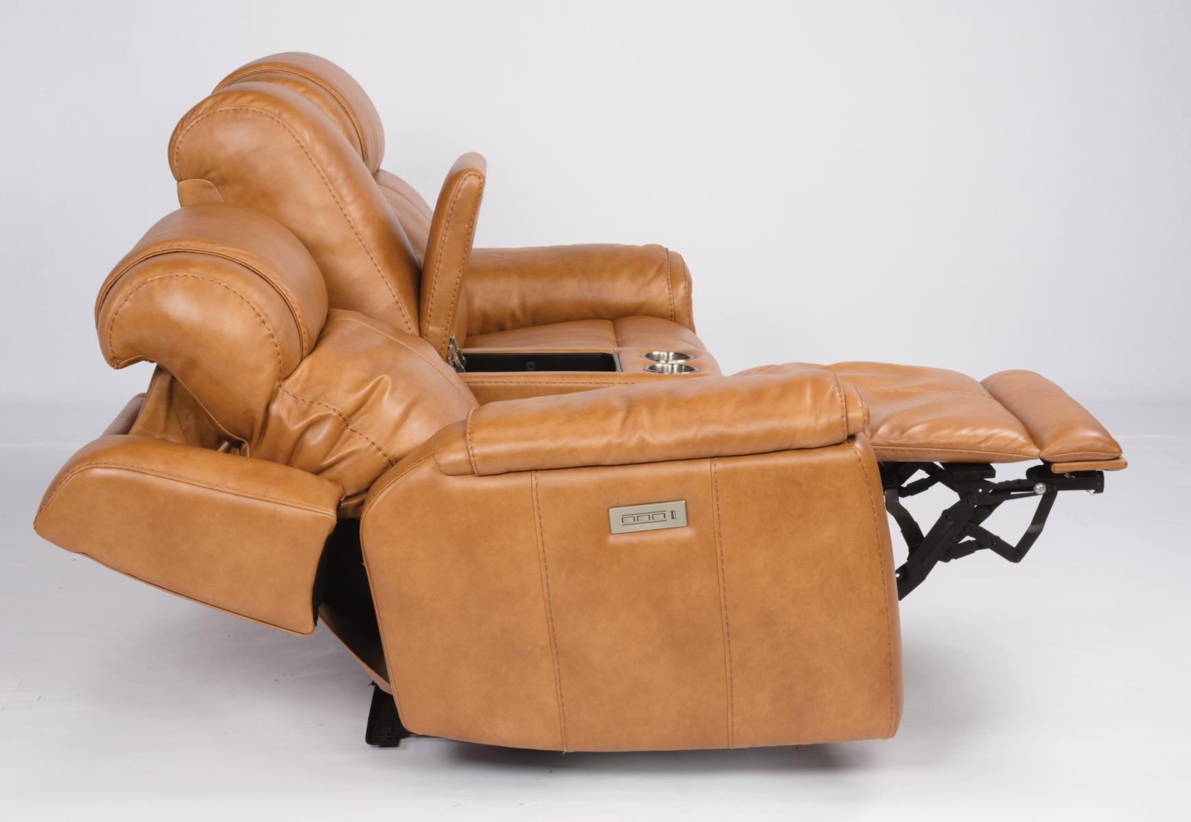 Flexsteel Latitudes Kingsley Leather Power Reclining Loveseat w/Console & Power Headrests