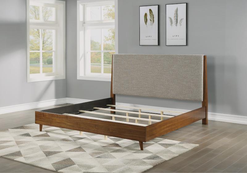 Flexsteel Wynwood Ludwig Upholstered California King Platform Bed in Medium Brown