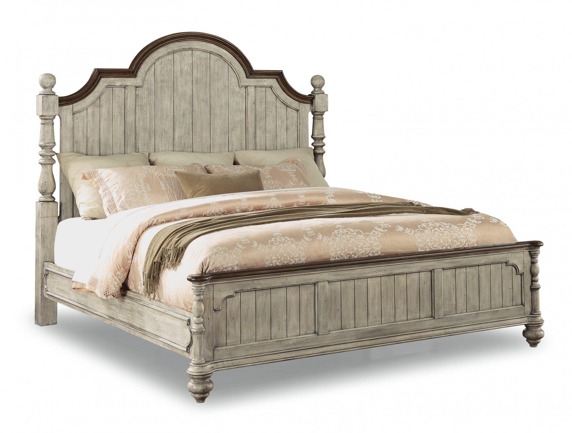 Flexsteel Wynwood Plymouth King Poster Bed in Whitewash Wood